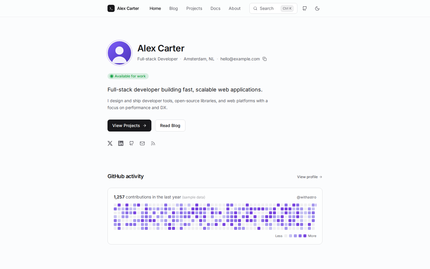 Astro Developer Theme template preview