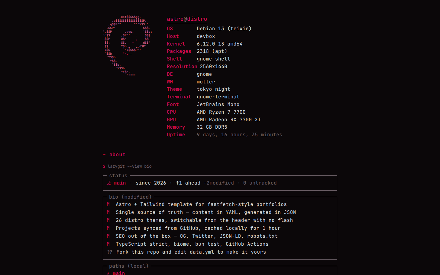 astro-distro template preview