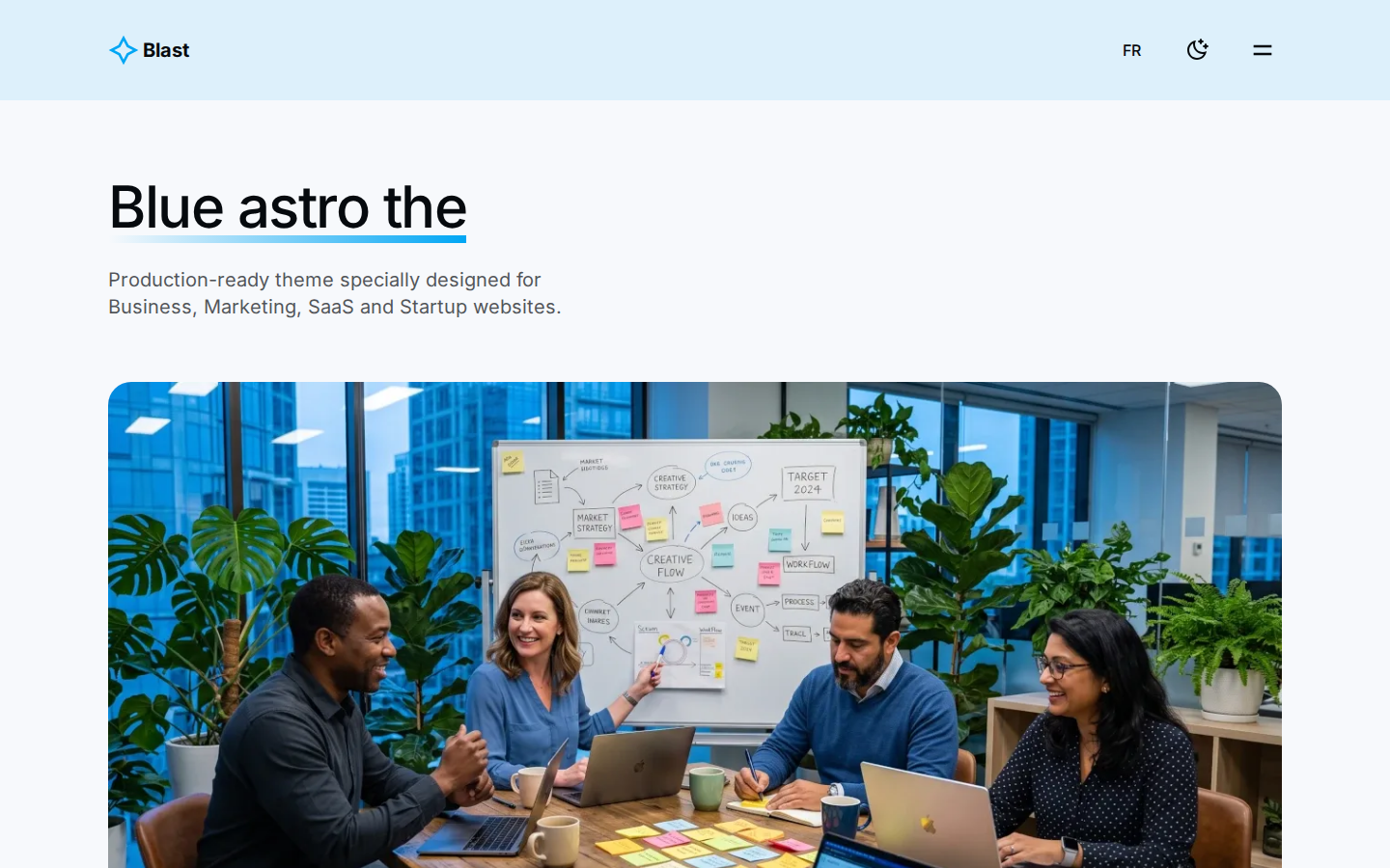 Blast · Blue astro theme template preview