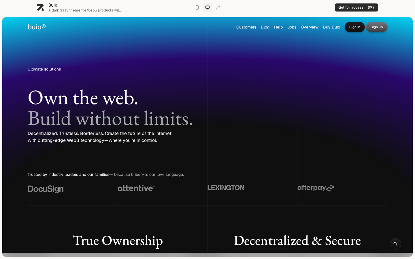 Buio - Astro + EmDash CMS template preview