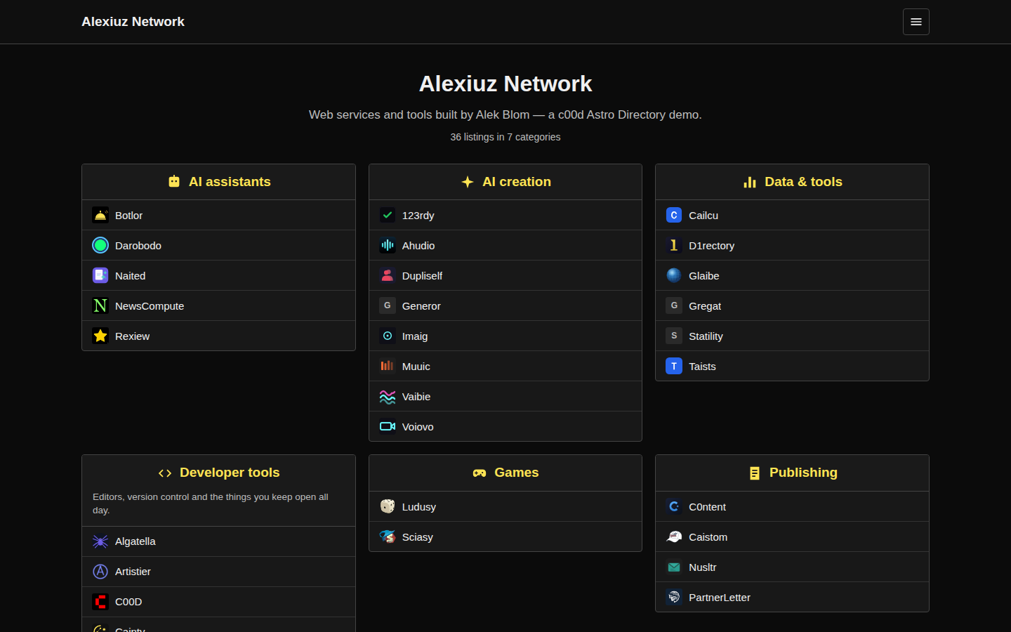 c00d Astro Directory template preview
