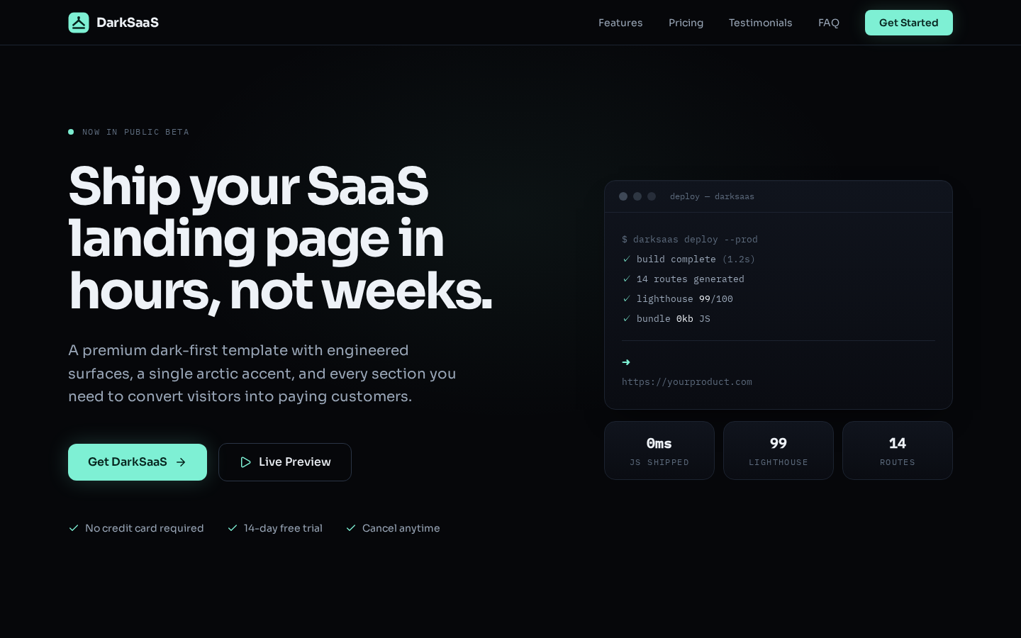 DarkSaaS template preview