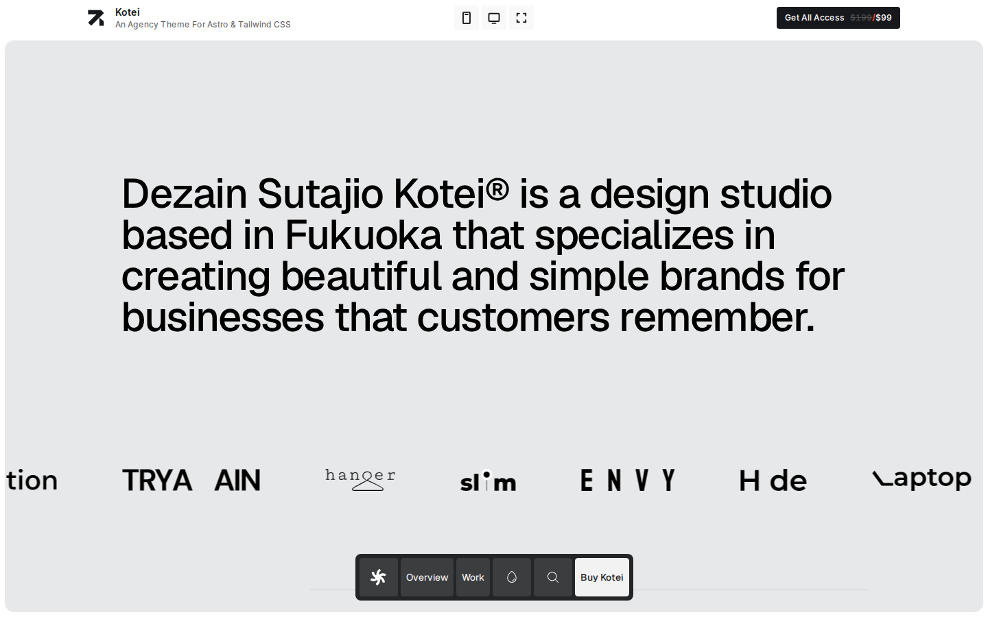 Kotei Astro + BCMS template preview