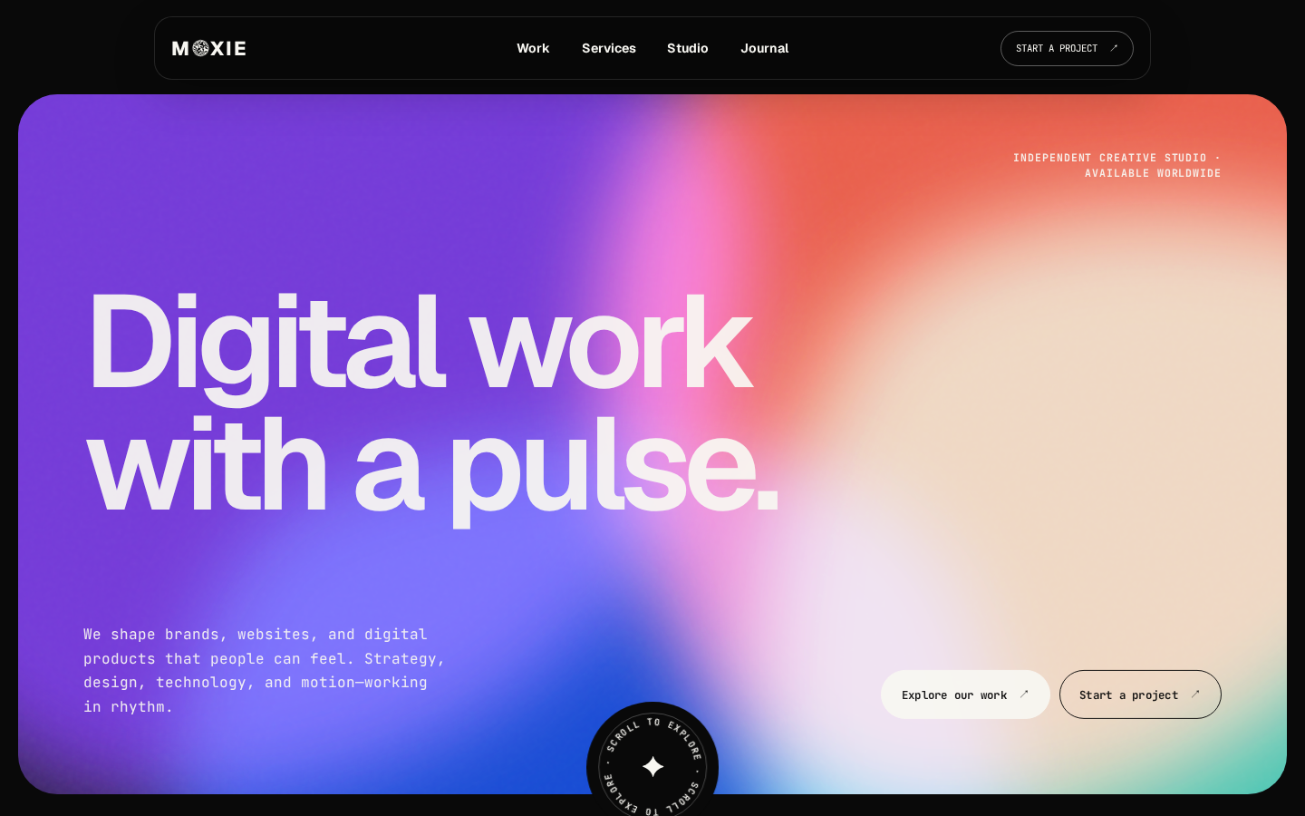 Moxie - Motion-Led Creative Agency Astro Theme template preview