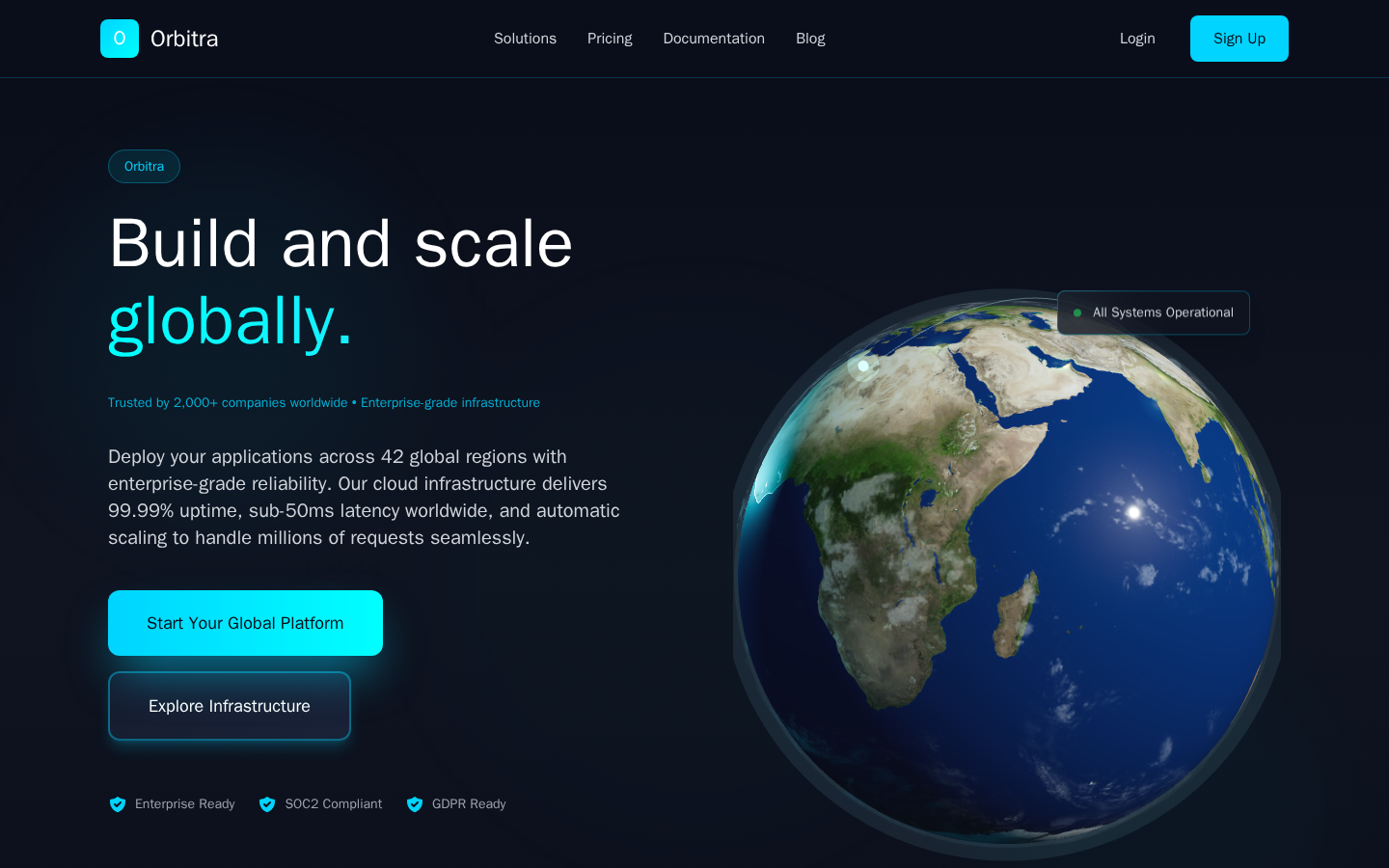 Orbitra – Premium Global Technology & Cloud Infrastructure Astro Theme template preview