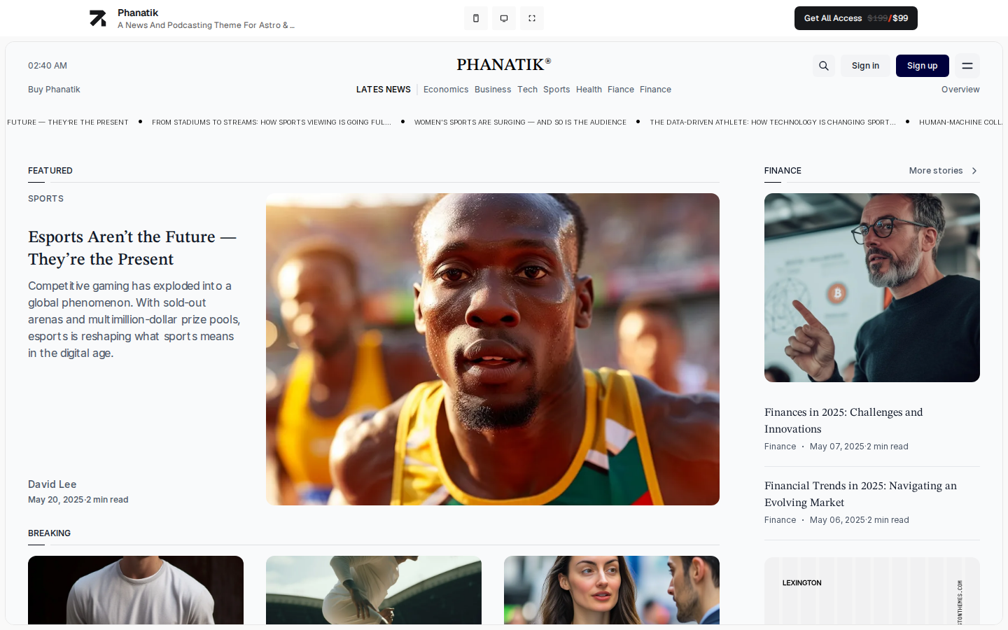 Phanatik - Astro & EmDash CMS template preview