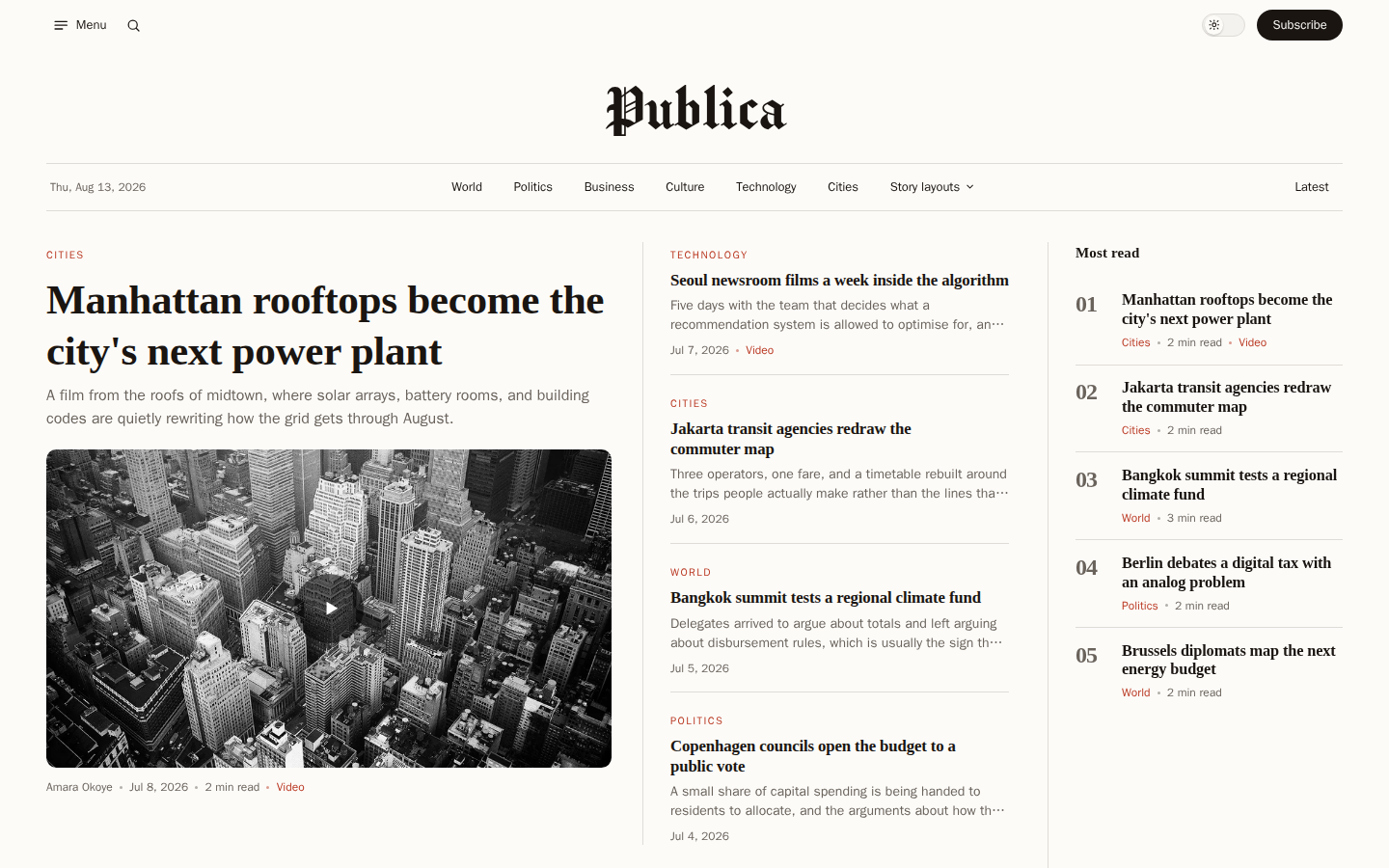 Publica template preview