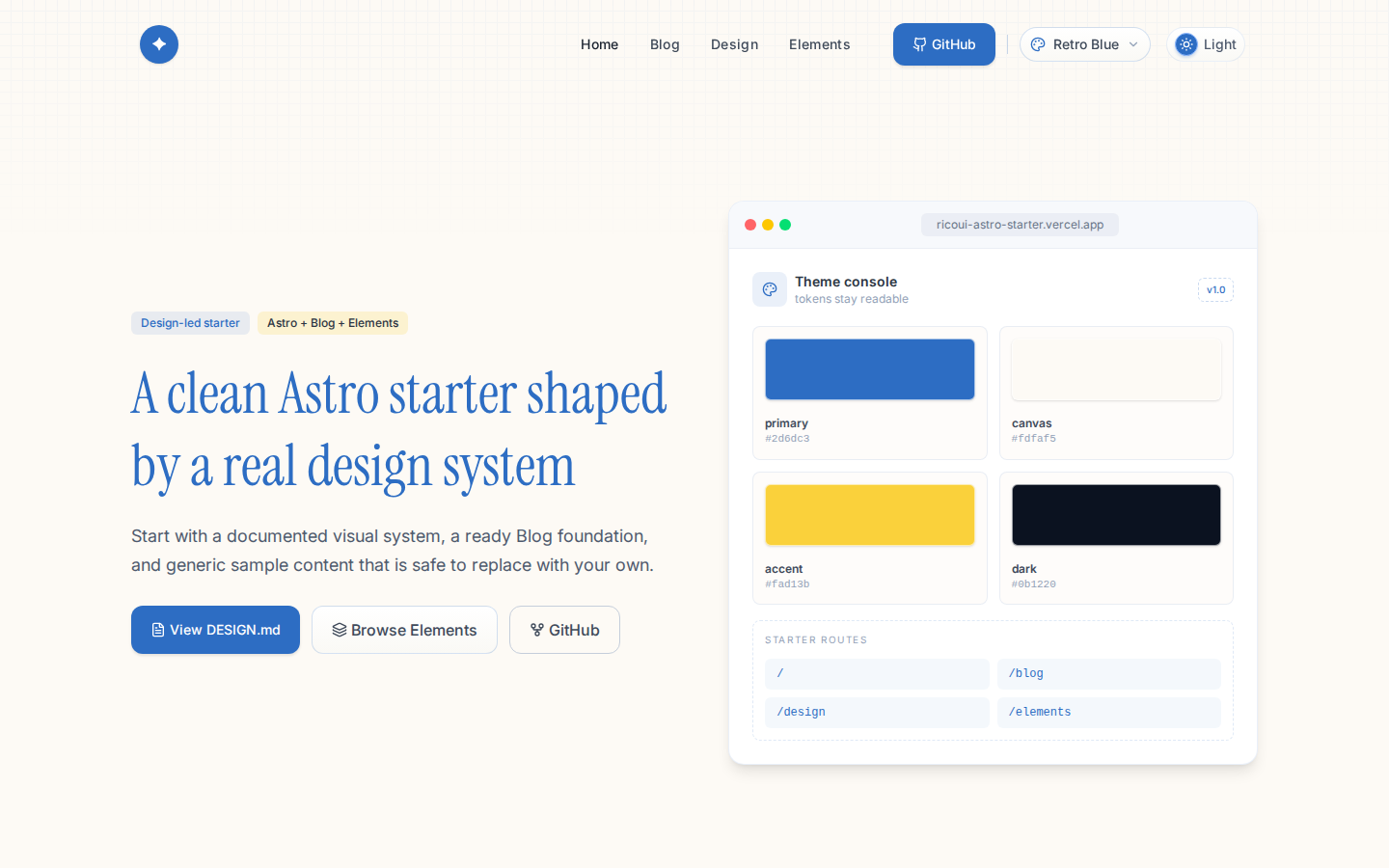RicoUI Starter template preview