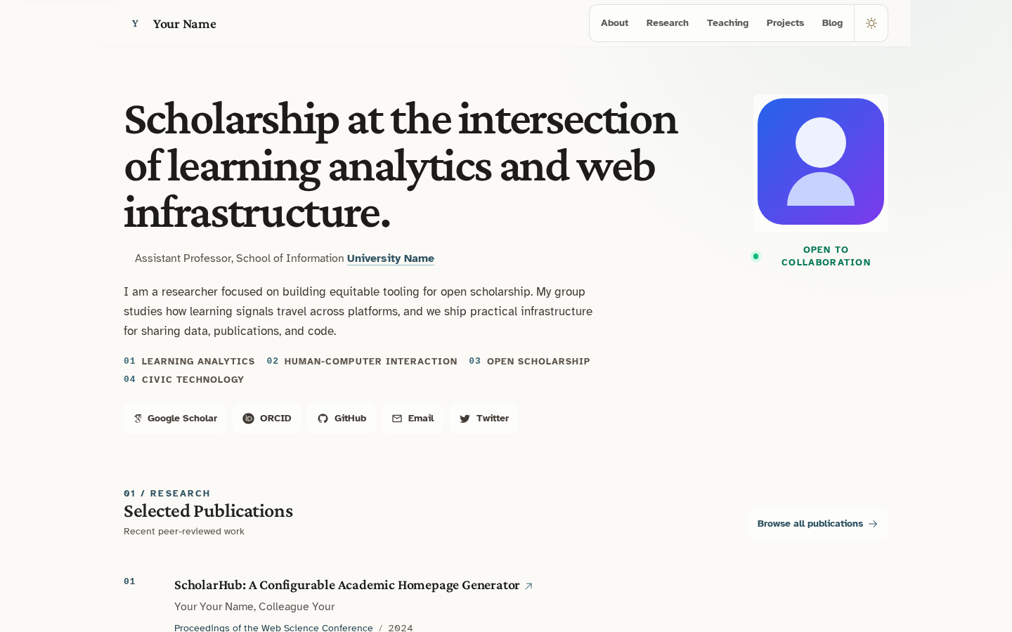 Scholarly template preview