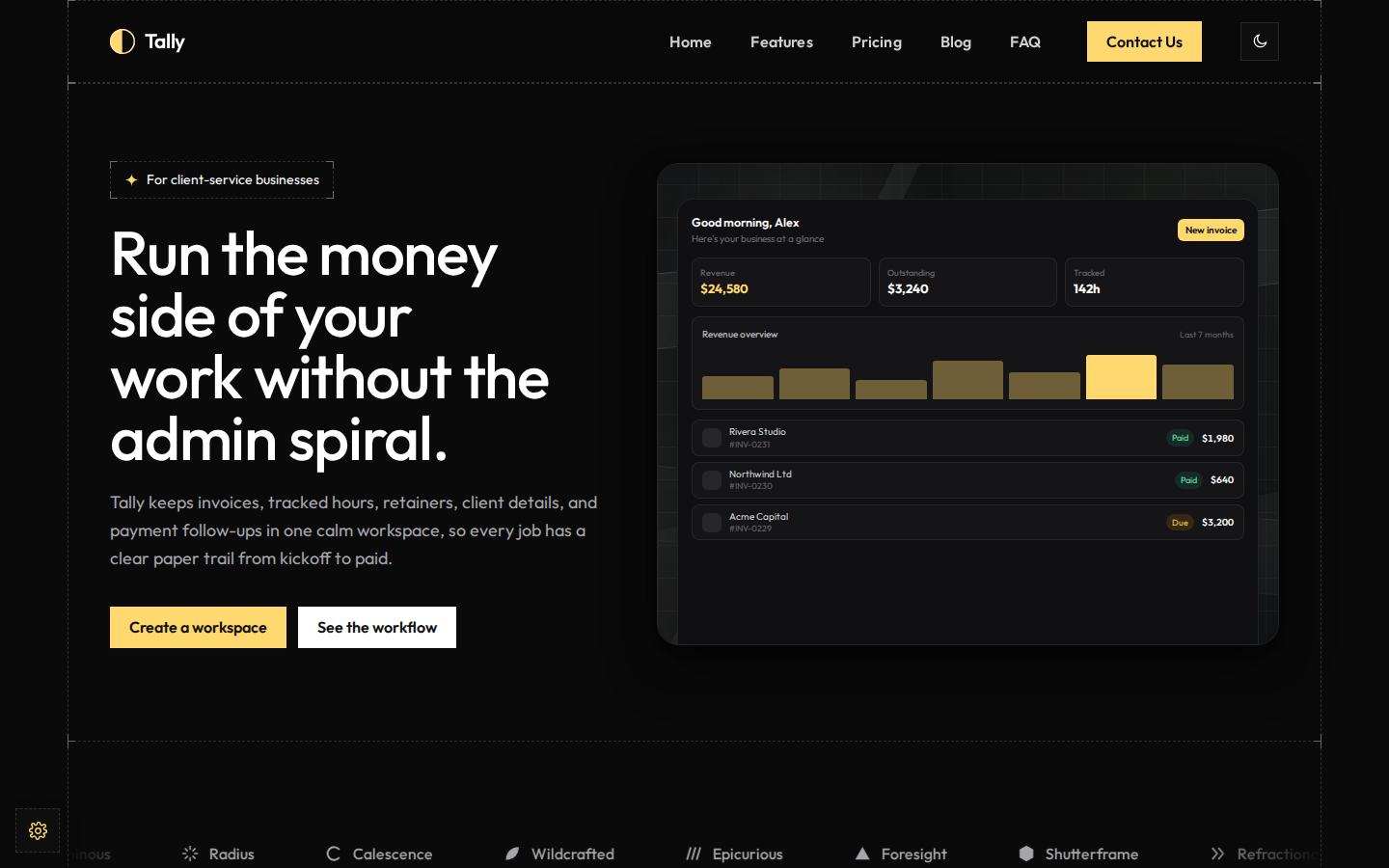 Tally - Saas / Product Astro Theme template preview