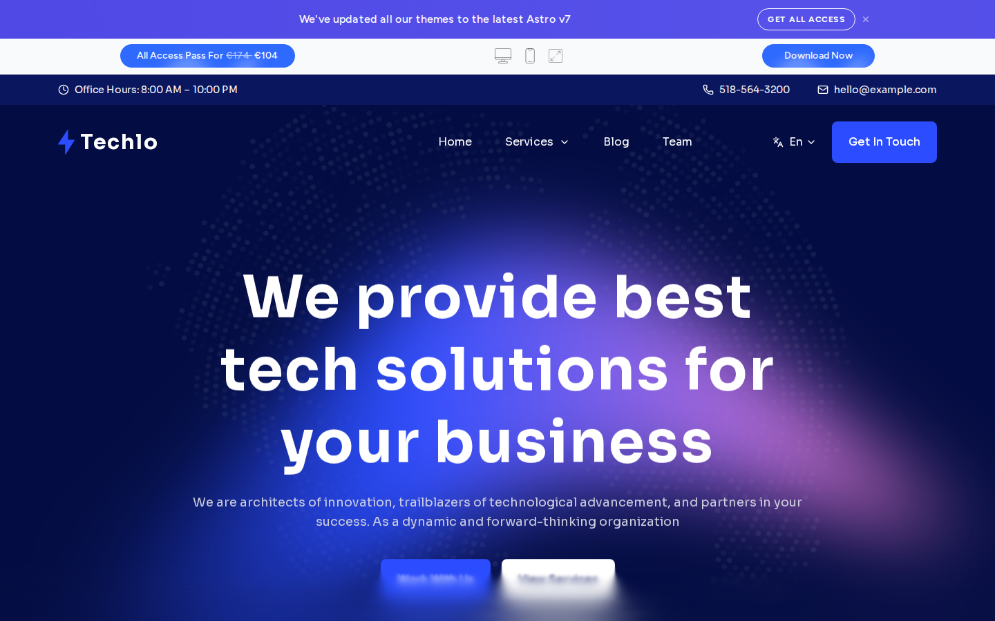 Techlo Lite — IT & Software Agencies Astro Theme template preview