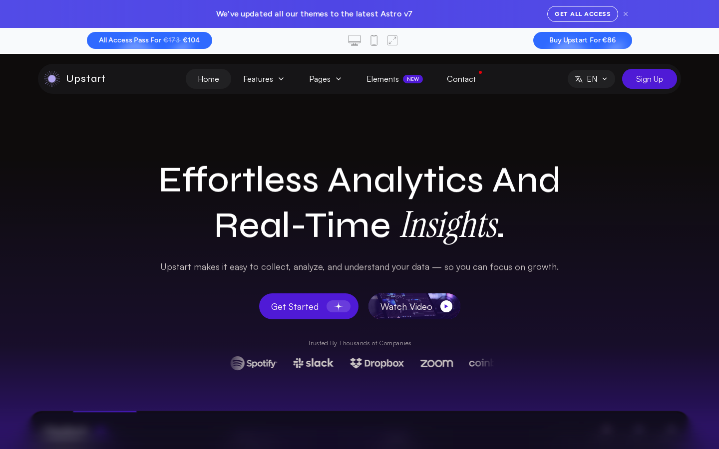 Upstart – SaaS & Startups Theme template preview