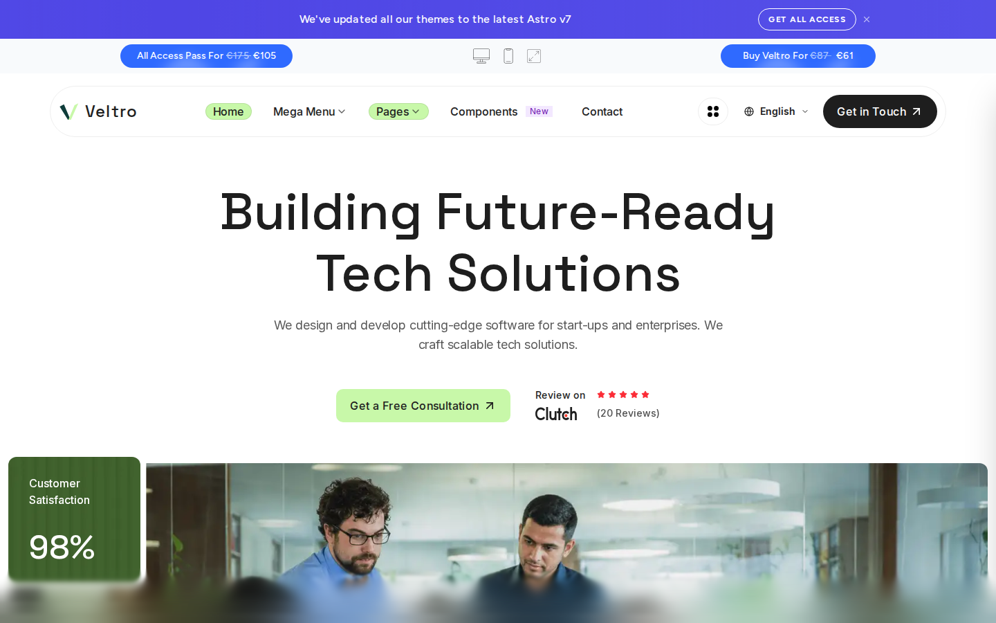Veltro - Software, Startup & Agency Astro Theme template preview