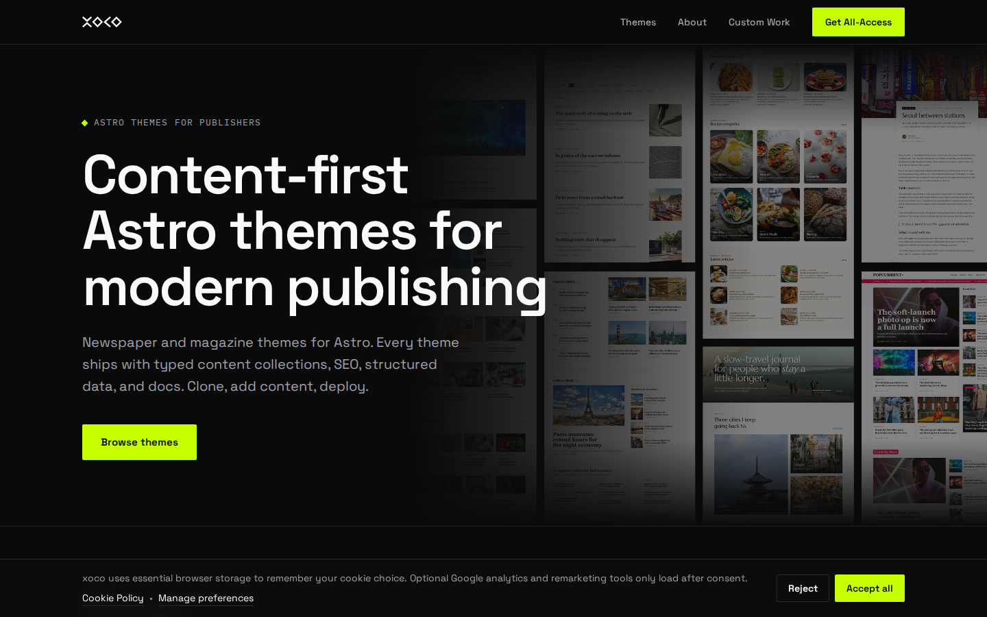 xocothemes All-Access: Premium Astro Themes for Publishers template preview