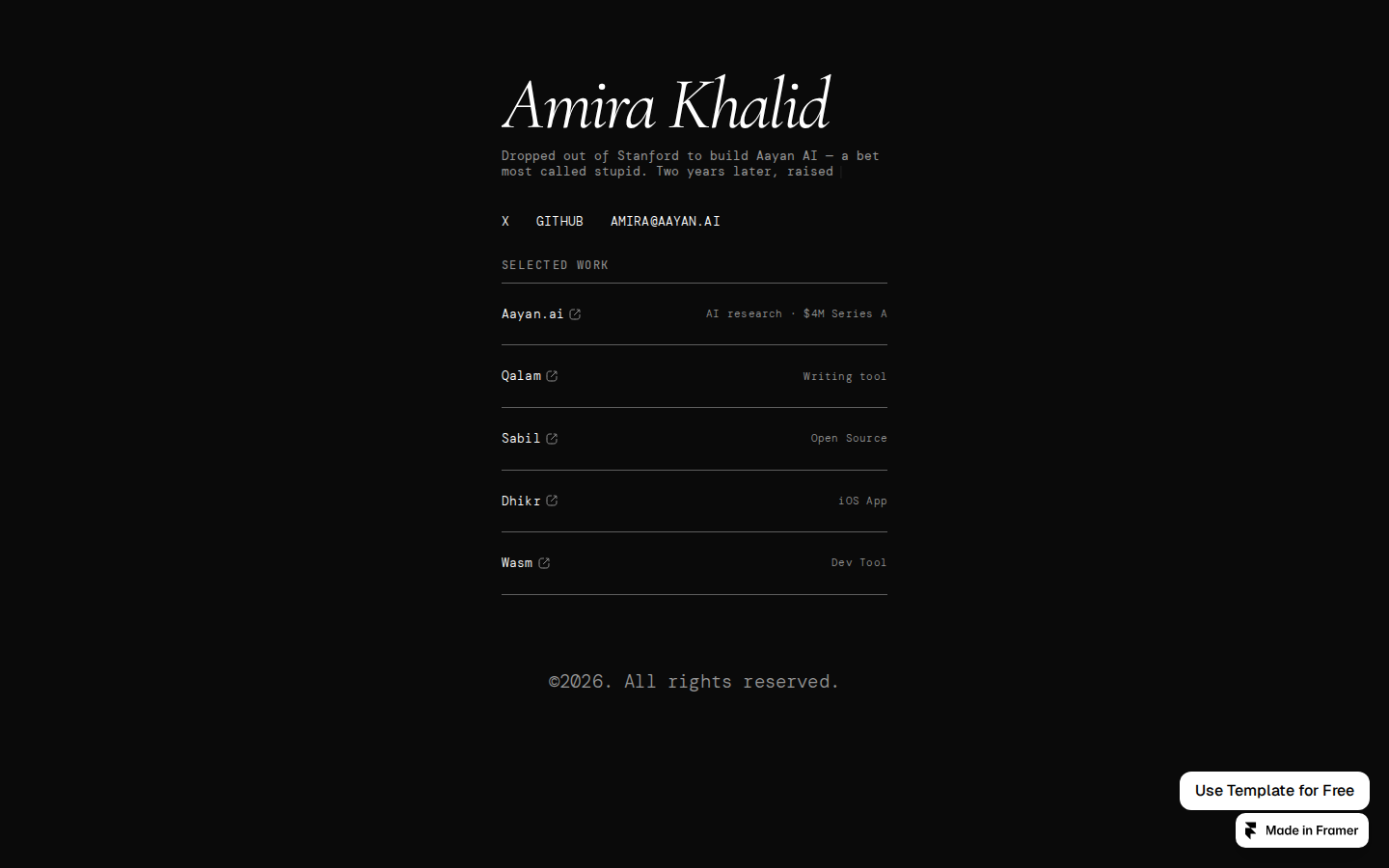 Amira template preview