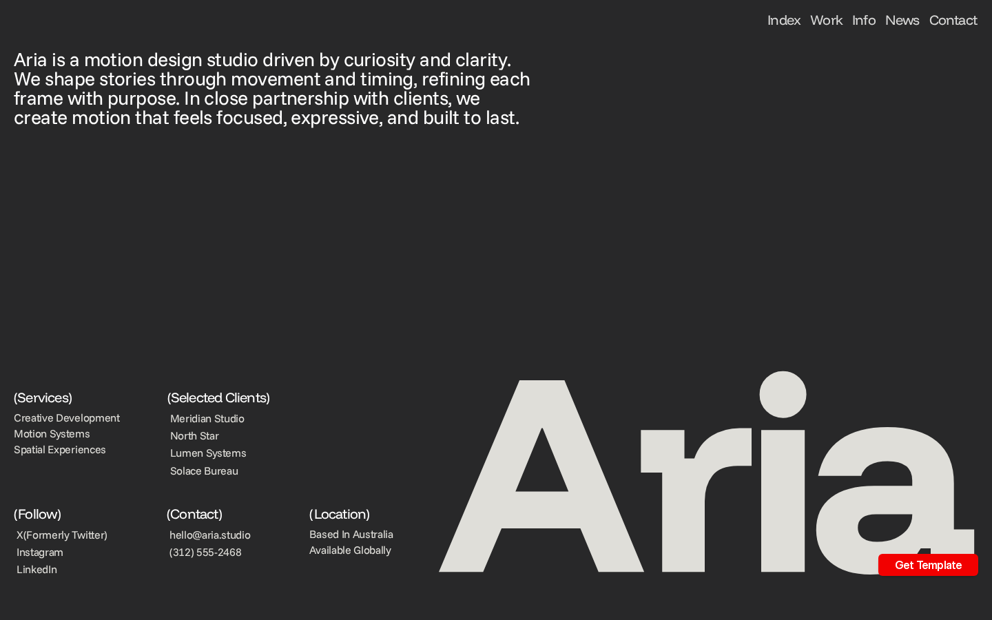 Ariaa template preview