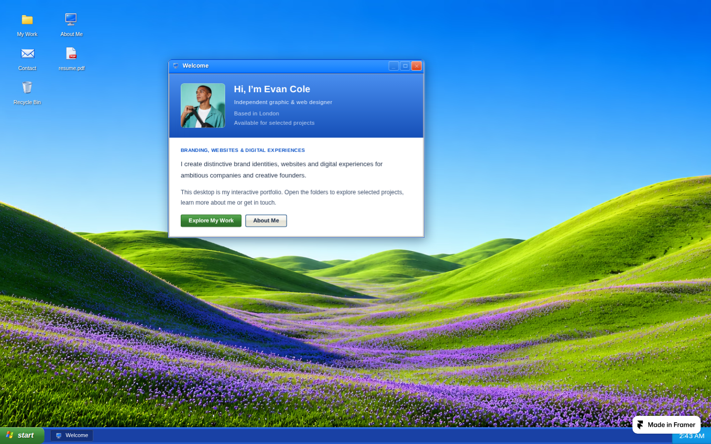 Deskfolio XP template preview
