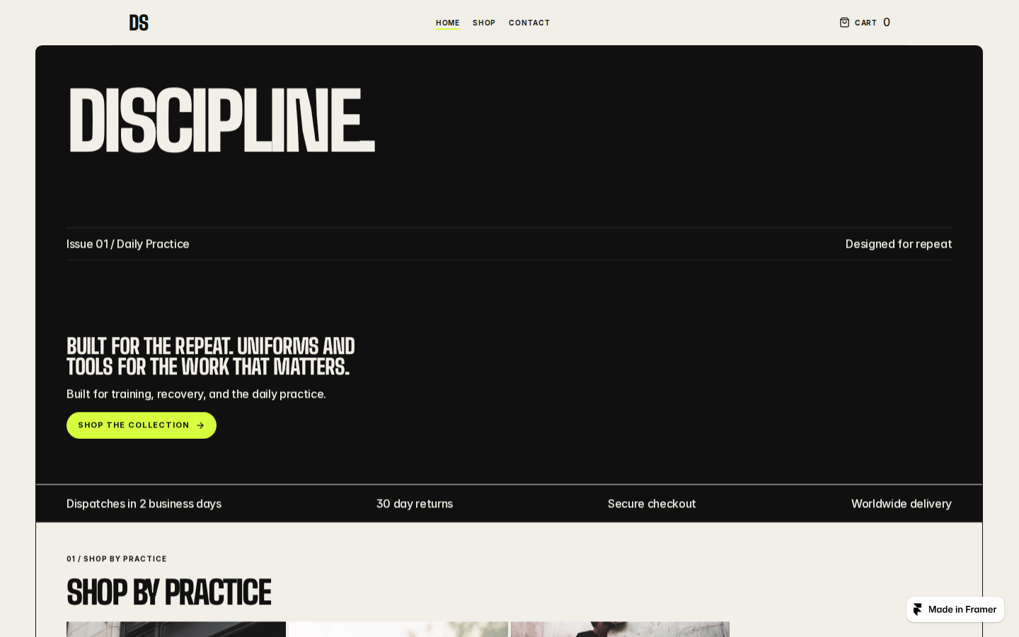 Discipline template preview