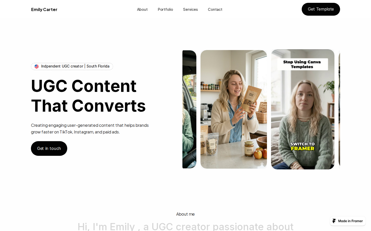 Emily UGC Folio template preview