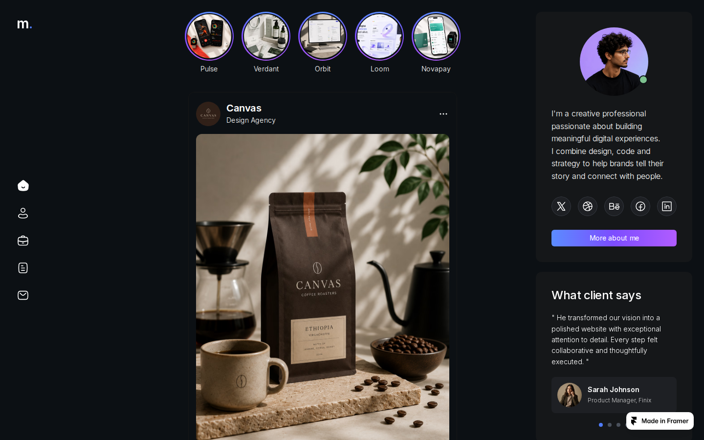 Feedfolio template preview