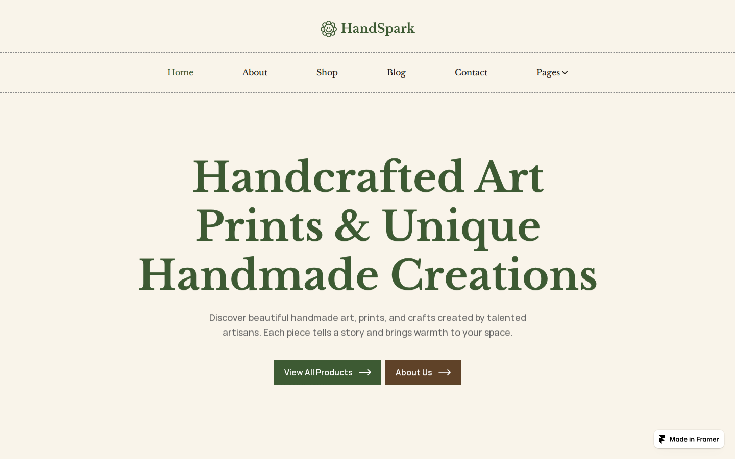 HandSpark template preview