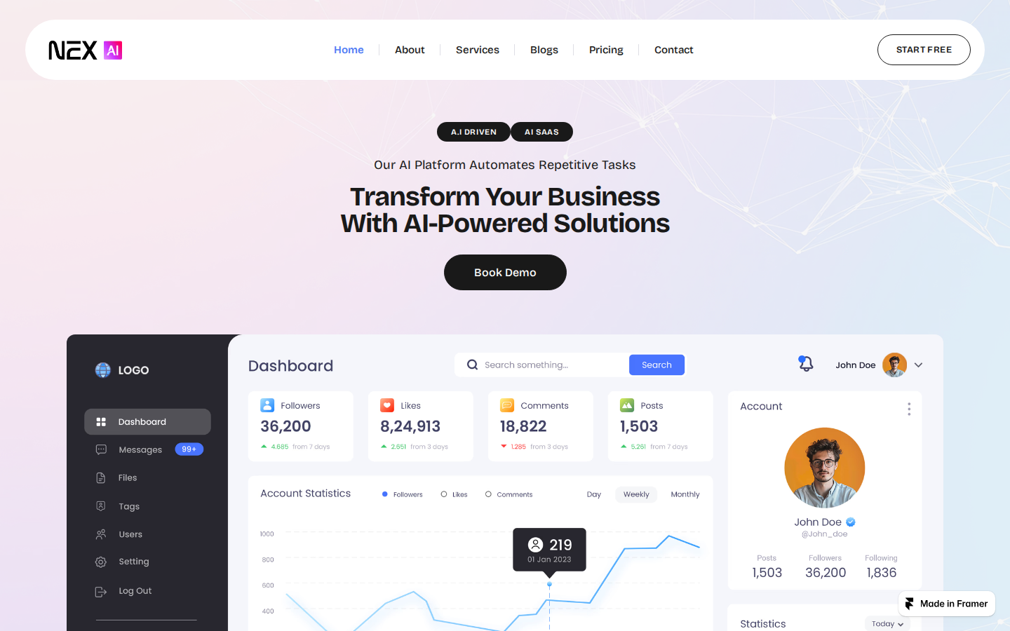 NexAI template preview