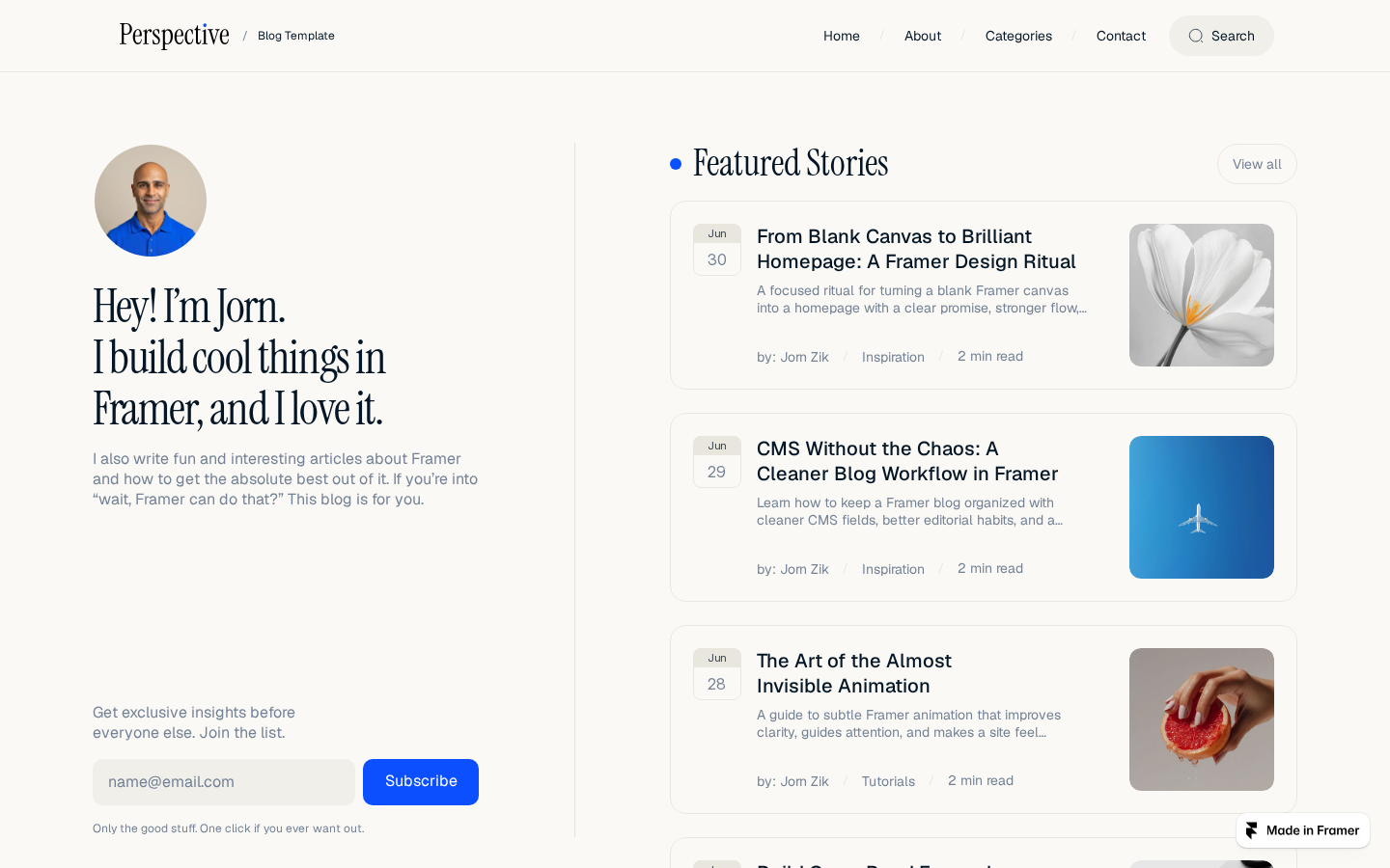 Perspectiv template preview