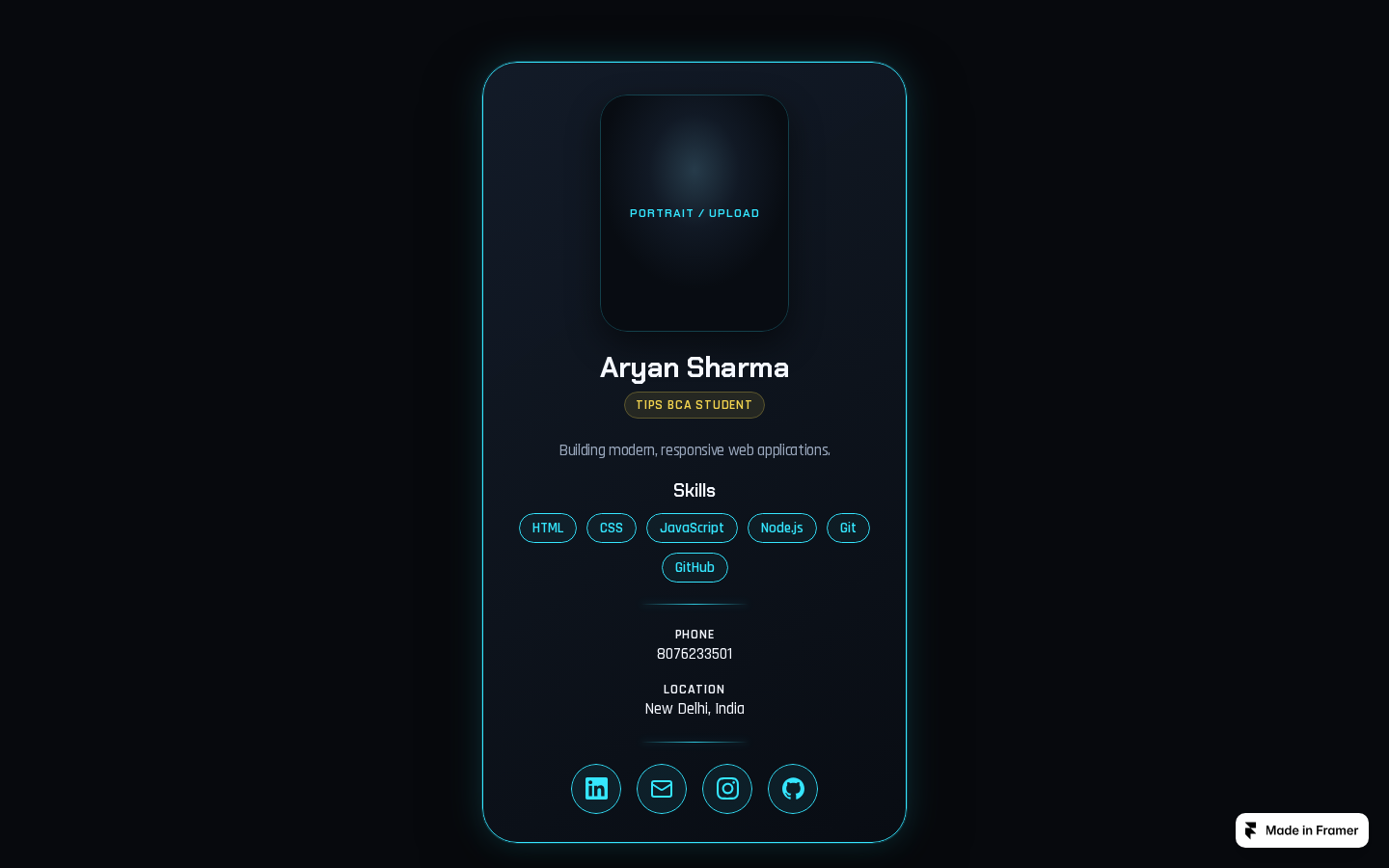 Profile Card template preview
