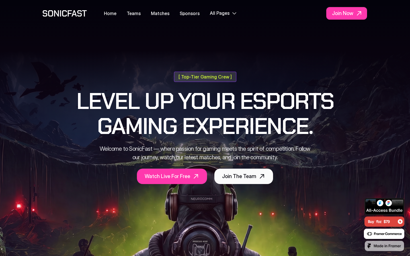 Sonicfast - Esports template preview