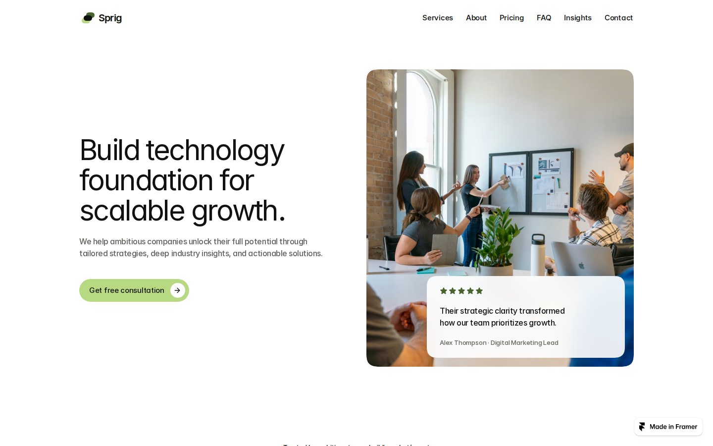 Sprig Advisory template preview