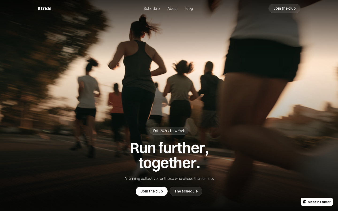 Stride Run Club template preview