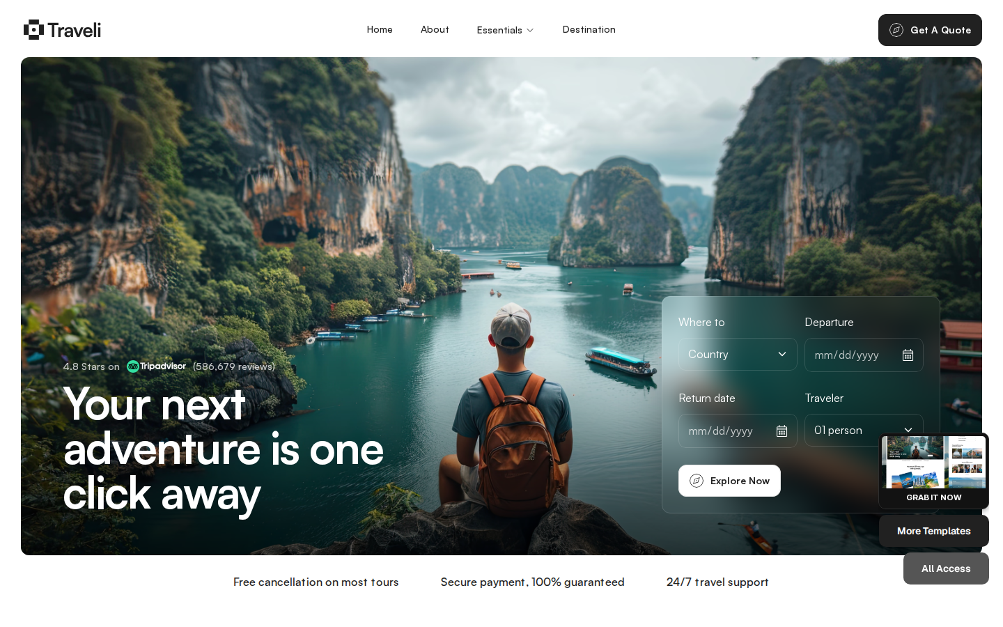 Traveli template preview