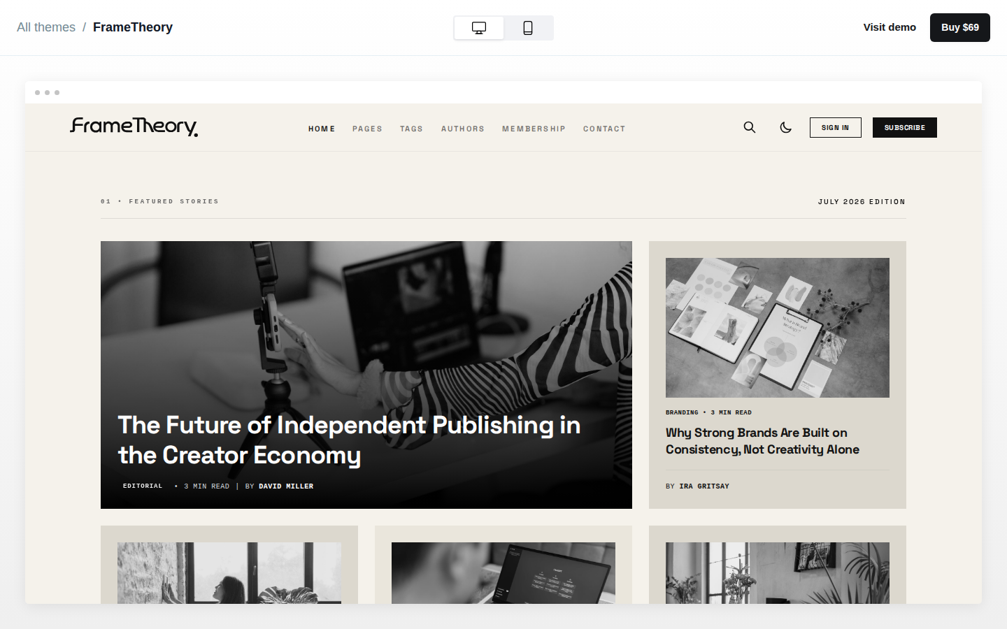 FrameTheory template preview