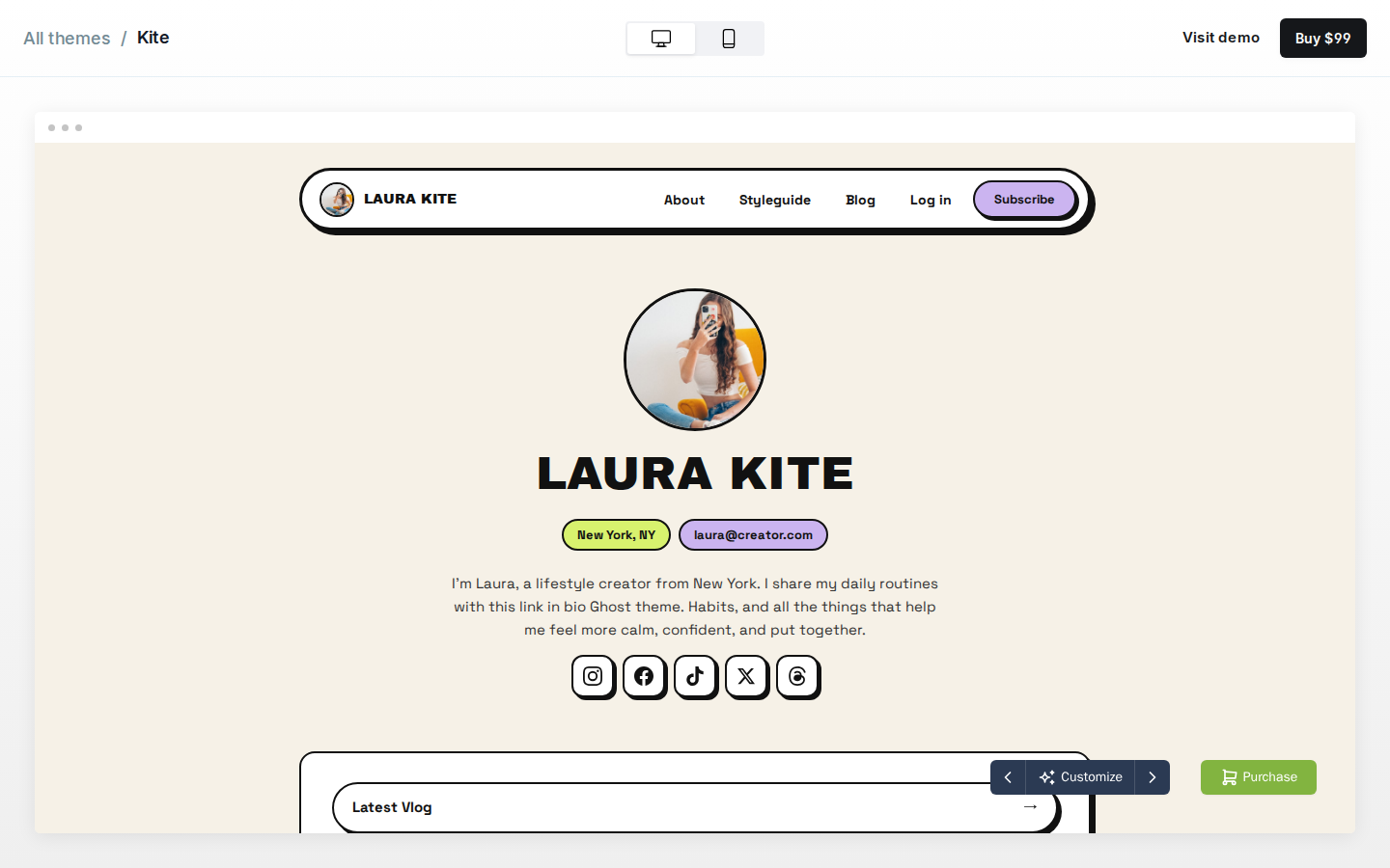 Kite template preview