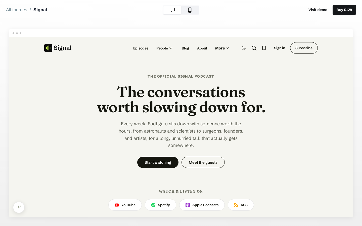 Signal template preview