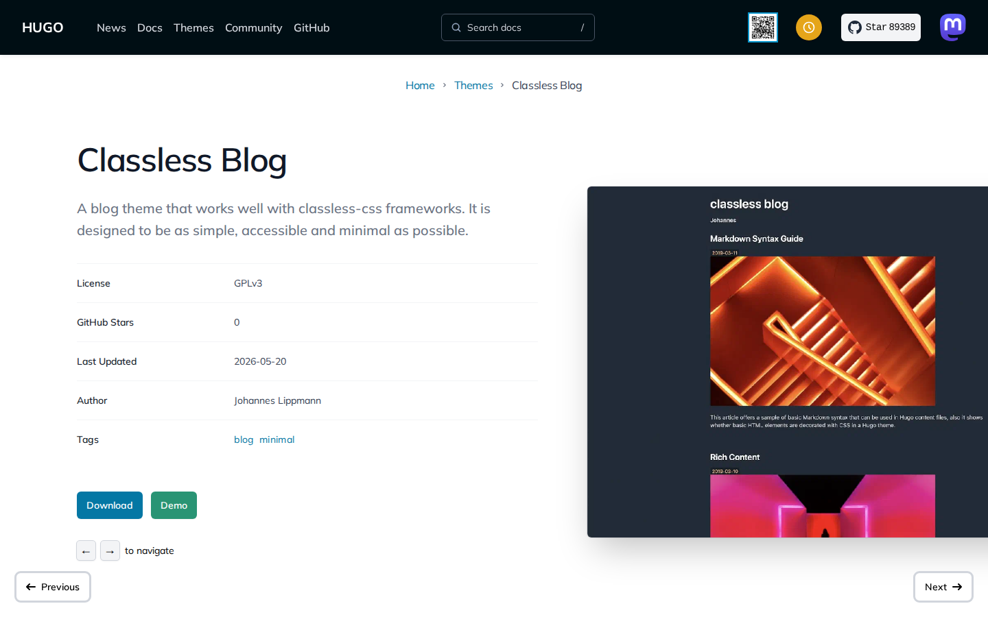 Classless Blog template preview
