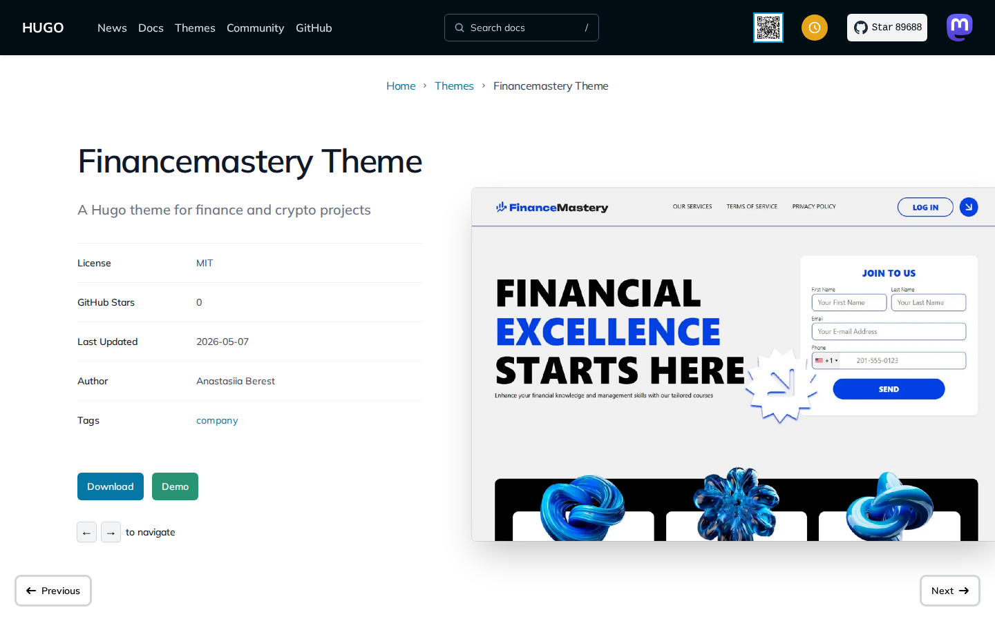 Financemastery Theme template preview