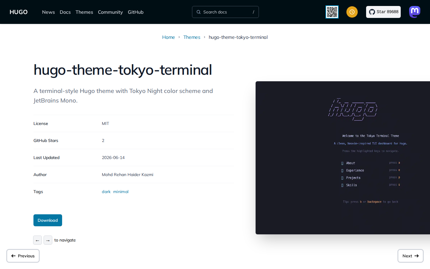 hugo-theme-tokyo-terminal template preview