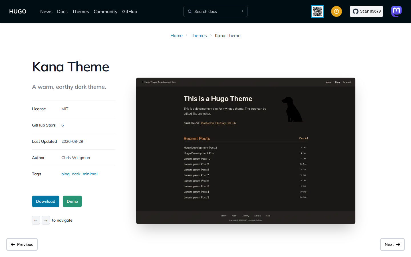 Kana Theme template preview