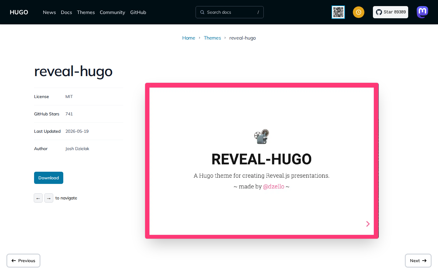 reveal-hugo template preview