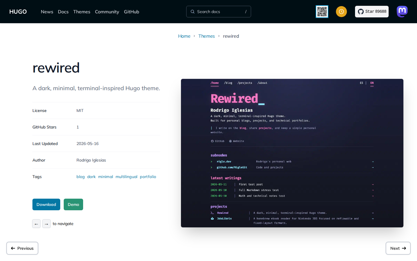 rewired template preview