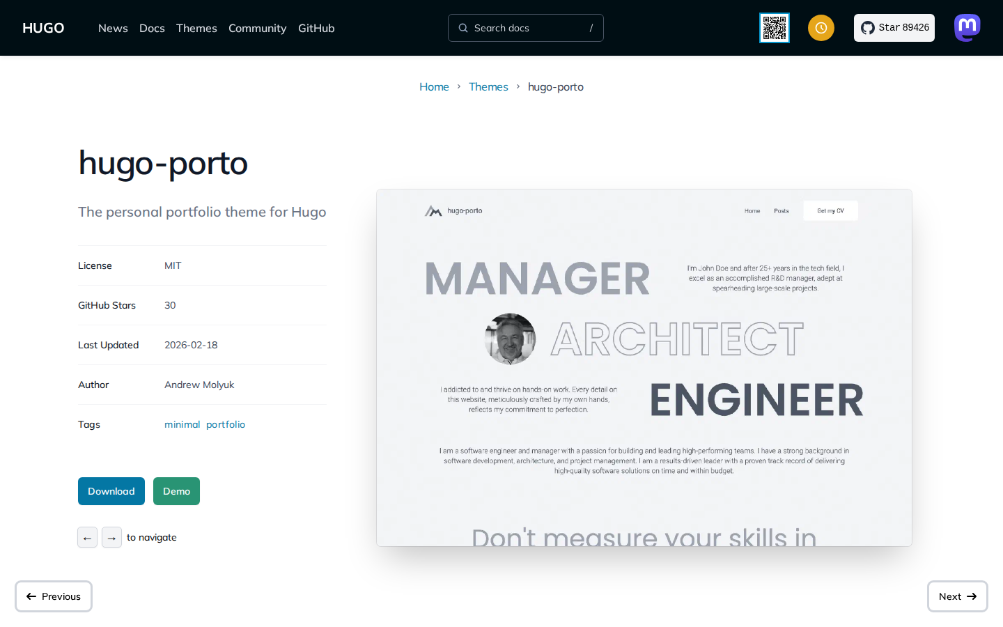 hugo-porto template preview