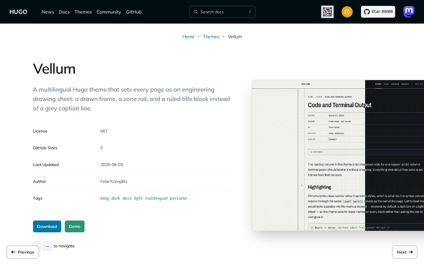 Vellum template preview