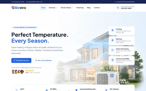 Airstro - HVAC Services Website Template for Astro template preview