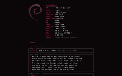 astro-distro template preview