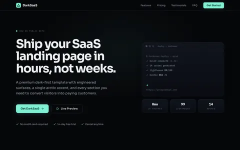 DarkSaaS template preview