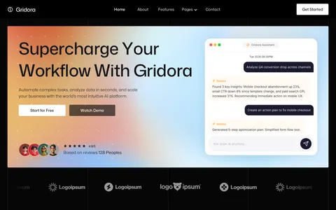 Gridora - AI Technology Website Astro Theme template preview