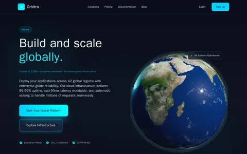 Orbitra – Premium Global Technology & Cloud Infrastructure Astro Theme template preview