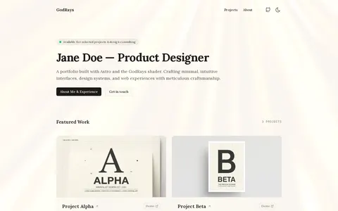 Portfolio Template Godrays template preview