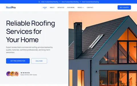 RoofPro - Roofing Services Astro Theme template preview